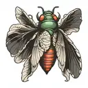 gothic cicada with outstretched wings tattoo design idea