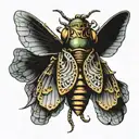 gothic cicada with outstretched wings tattoo design idea
