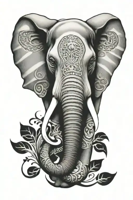 Maori style tattoo of an elephant face tattoo design idea