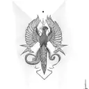 quetzal in flight  tattoo design idea