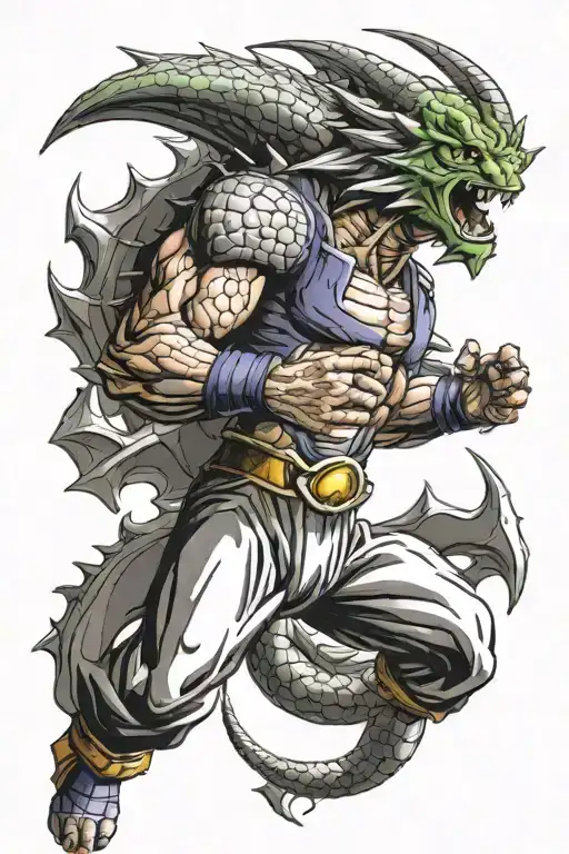 dragon ball z and month dragon flying tattoo design idea