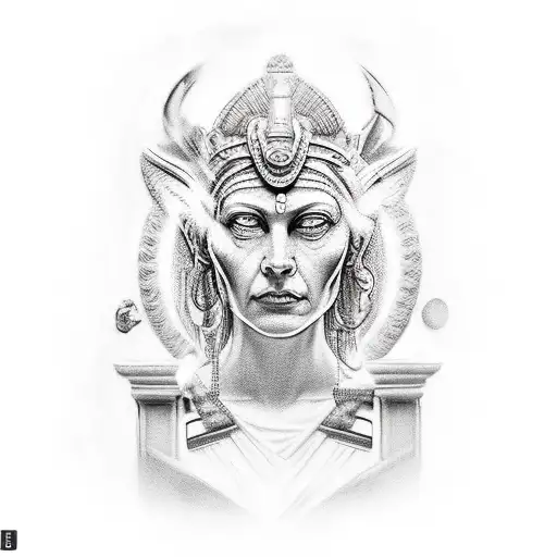 The angry face of the goddess Minerva would appear as a stern and piercing expression on her visage, with furrowed brows tattoo design idea