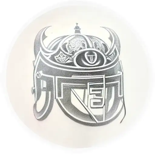 Helmet of the goddess Minerva, with the number 50 in Roman numerals inside the helmet. tattoo design idea