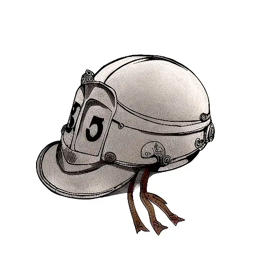 Helmet of the goddess Minerva, with the number 50 in Roman numerals inside the helmet. tattoo design idea