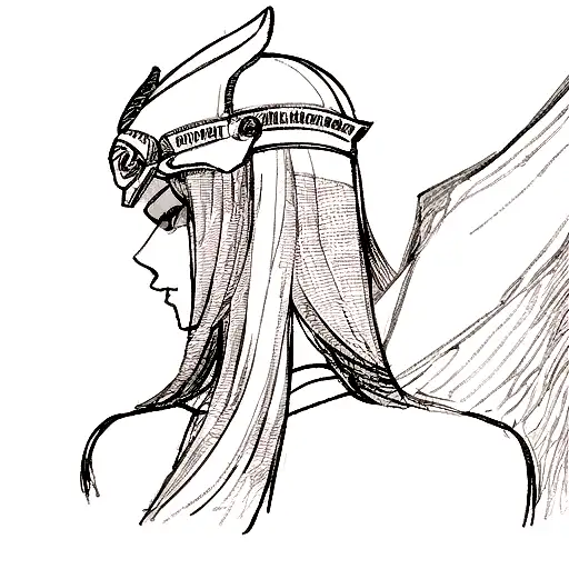 young, sensual goddess Minerva, portrayed as a fierce warrior wearing a realistic helmet, positioned in profile. tattoo design idea