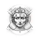 Helmet of the goddess Minerva, with the number 50 in Roman numerals inside the helmet. tattoo design idea
