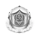 Helmet of the goddess Minerva, with the number 50 in Roman numerals inside the helmet. tattoo design idea