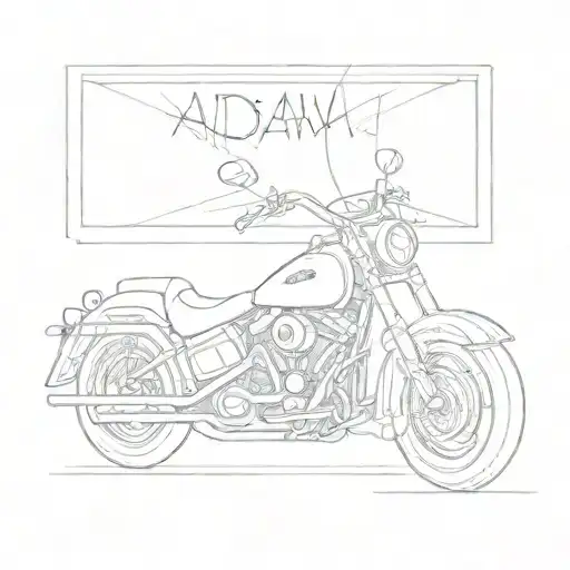 a tattoo of a motorcycle with the name Adam in place of JW and the dates 11/27/2004-09/10/2023  tattoo design idea