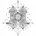 constellation with handprint tattoo design idea