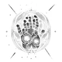 constellation with handprint tattoo design idea