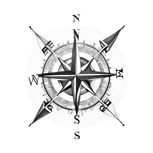compass with old map tattoo design idea
