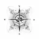 compass with old map tattoo design idea