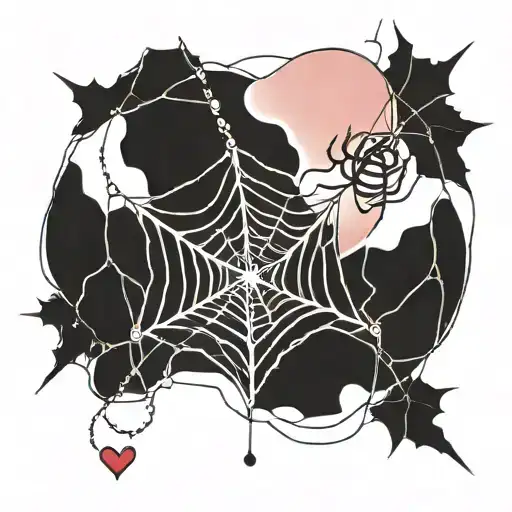 Spider web with heart tattoo design idea