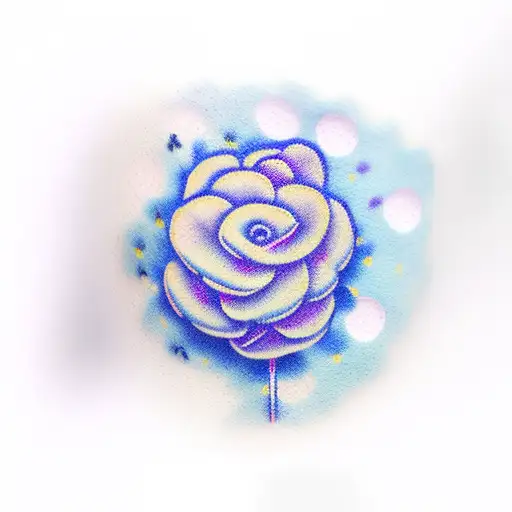 golf hole,  purple ribbon on flag blue forget me not flower tattoo design idea