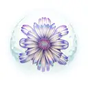 golf ball purple ribbon blue forget me not flower tattoo design idea