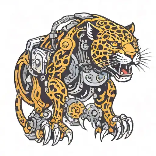 mechanical jaguar tattoo design idea