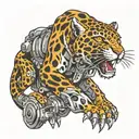 mechanical jaguar tattoo design idea