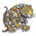 mechanical jaguar tattoo design idea