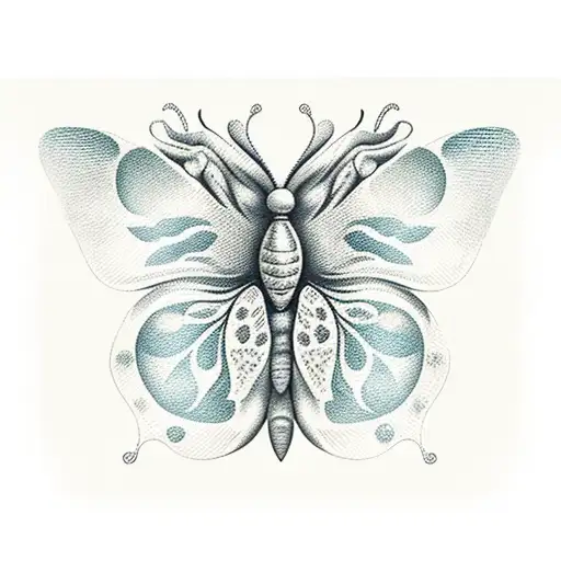 A butterfly perched on an open book with delicate dotwork details tattoo design idea