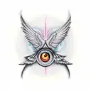 eye providence triangle with large wings  tattoo design idea