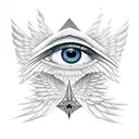 eye providence triangle with large wings  tattoo design idea