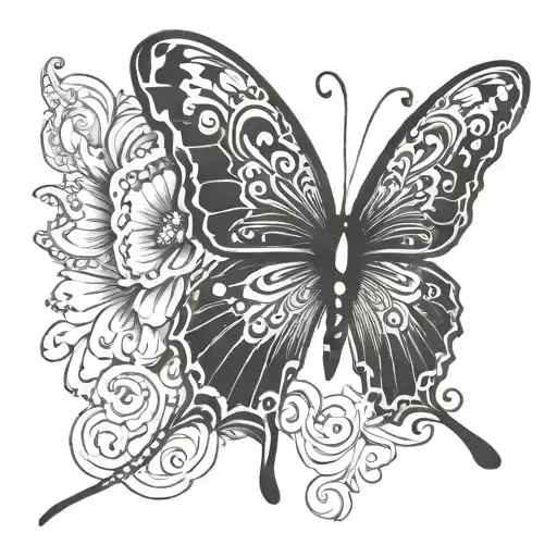 butterfly with blessed writing tattoo design idea