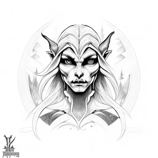 wood elf tattoo design idea