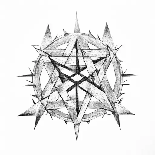 pentagram with spikes tattoo design idea