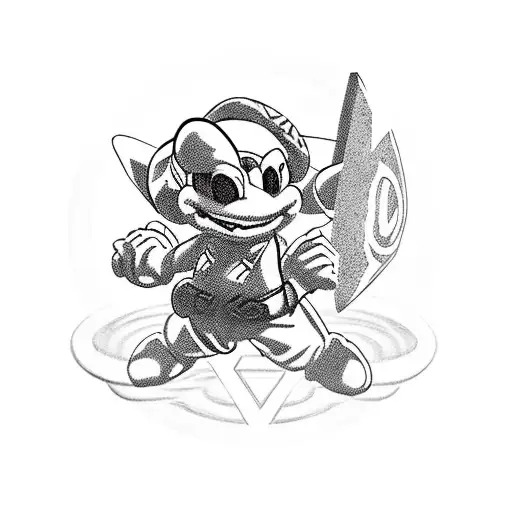 Yoshi dressed as link with the Trinity force above tattoo design idea