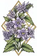 lavender stalks in a pentagonal frame tattoo design idea