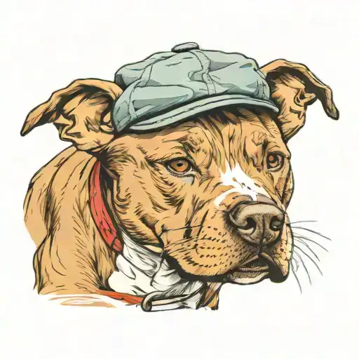 Staffordshire bull terrier wearing a flat cap  tattoo design idea