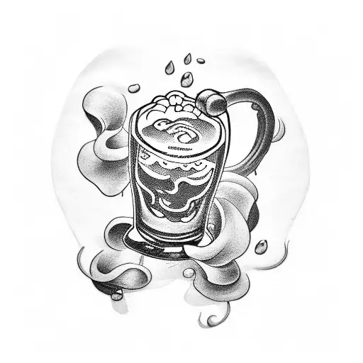 A tattoo design incorporating beer elements in blackwork style. tattoo design idea