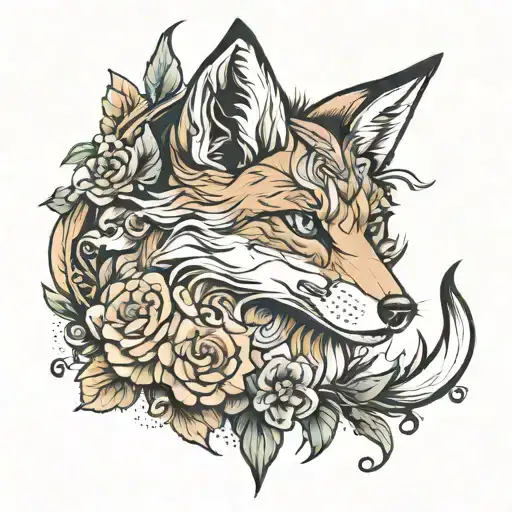 Quiet and quiet fox tattoo design idea