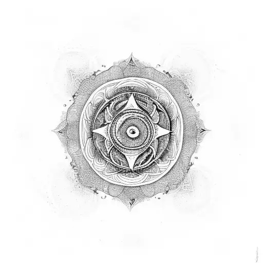 mandala with a yin yang on the center tattoo design idea