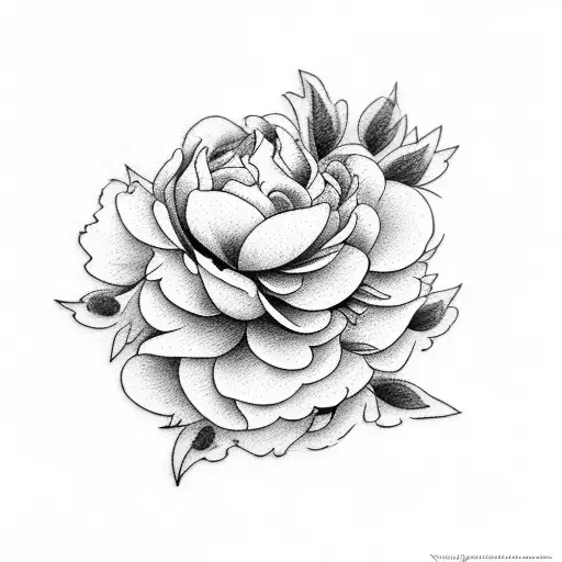 peonies and climbing roses tattoo design idea