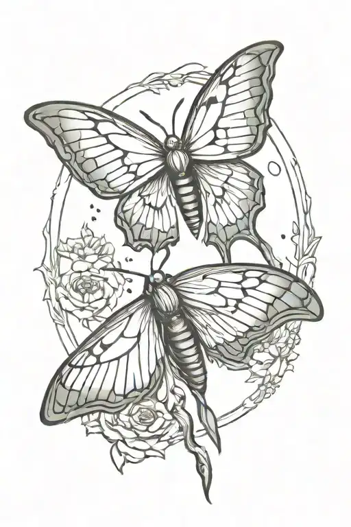dark gothic lunar moth tattoo tattoo design idea