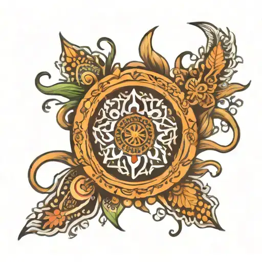 Sanskrit mantras intertwind with some art representation tattoo design idea