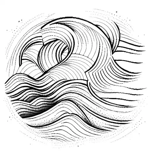 wave shore tattoo design idea