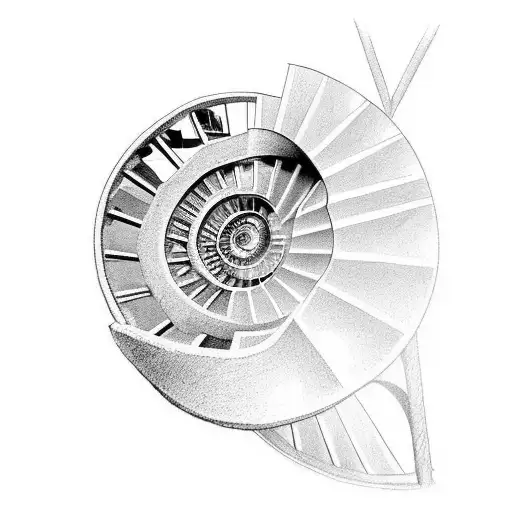 spiral staircase to heaven with angels tattoo design idea