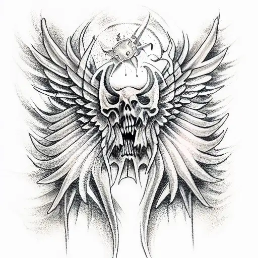 Battle of angels against demons tattoo design idea