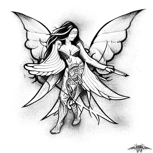 Sleeve battle between angels and demons tattoo design idea