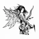 Sleeve battle between angels and demons tattoo design idea