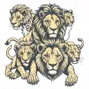 lion with lioness and 2 cubs tattoo design idea