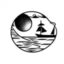 sunset with Portuguese tile tattoo design idea