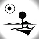 sunset with Portuguese tile tattoo design idea