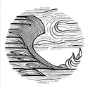 sunset with Portuguese tile tattoo design idea