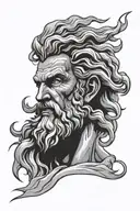 Zeus face with lightning storm tattoo design idea