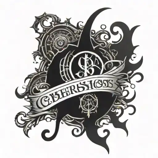 cybersigilsm gothic freehand design combining dark lettering  tattoo design idea