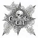 cybersigilsm  freehand design combining dark lettering tattoo design idea