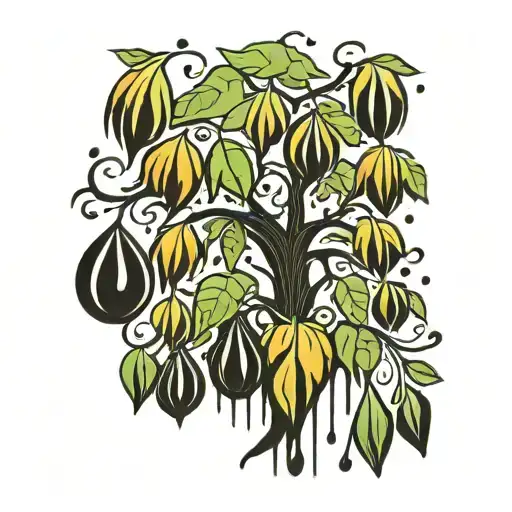 family tree intertwined rain drops dripping tattoo design idea